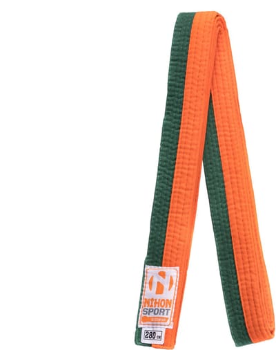 Tweekleurige judo- en karateband Nihon | stevige kwaliteit | Oranje / Groen (Maat: 280)
