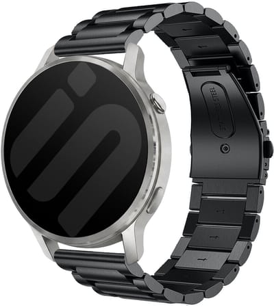 Strap-it 20mm stalen band - universeel geschikt voor Garmin Vivoactive 6 / 5 / 3 / Vivomove / 3 / HR / Style / Luxe / Sport / Trend / Forerunner 645 / 570 / 245 / 170 / 165 / 70 / 55 / Venu / SQ / SQ2 / 2 Plus / Approach S12 / S40 / S42 - Zwart