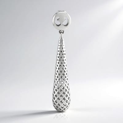 Cavill - Zilveren hanger - 925 Sterling zilver, geplatineerd - Druppelvormig filigrain design - Monosono collectie - Modern en elegant - 42x8 mm