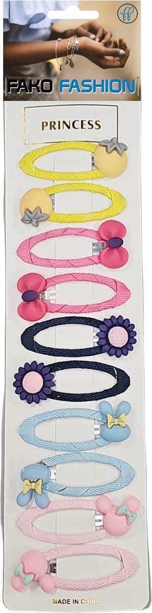 Fako Fashion - 10 Haarspeldjes Op Kaart - Haarclips Voor Meisjes - 10 Stuks - Spring - Mix