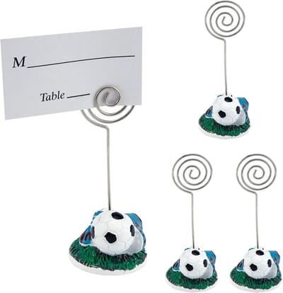 Plaatskaarthouders Voetbal - Tafeldecoratie Set - Feestelijke Tafel - Voetbal Vorm - 4x10 cm - Wit Groen