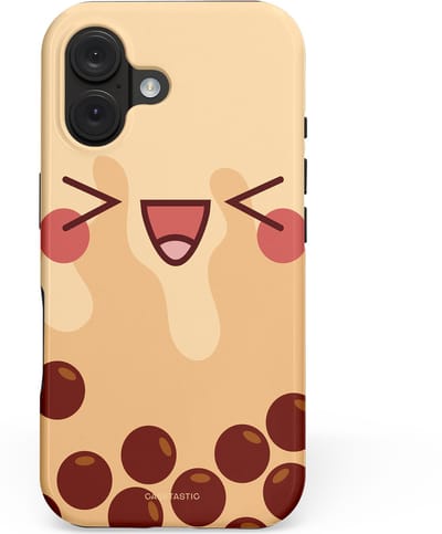 Casetastic hoesje geschikt voor Apple iPhone 16 - MagSafe - Dubbellaagse bescherming - Smeltende caramel bolletjes - Fashion Case - Zand Perzik Bordeaux