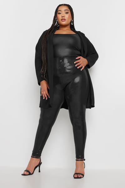 Yours Legging Met Paillettenversiering In Zwart Size 42