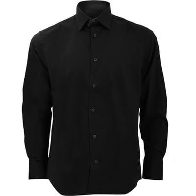 Russell Collectie Heren Lange Mouwen Gemakkelijk Onderhoud Aangepast Shirt (Zwart)