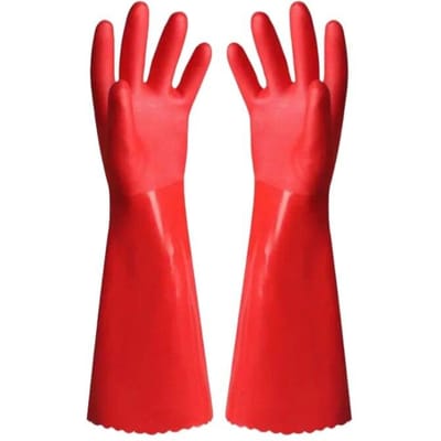 16-Inch PVC Handschoenen, Olie- & Chemicaliënbestendig, Fleece-gevoerd, Thermisch, Koudebestendig, Puncture-bestendig, voor Schoonmaakwerk red