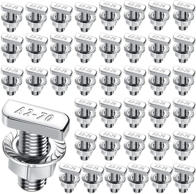 M8 x 20 RVS Hammerkop Schroeven met Sluitringen en Flensmoeren - 40 Stuks voor PV Zonnepaneel Montage, Serre en Aluminium Profielen