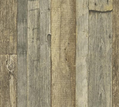 Hout behang Profhome 959313-GU vliesbehang glad in landhuis stijl mat grijs wit beige 5,33 m2