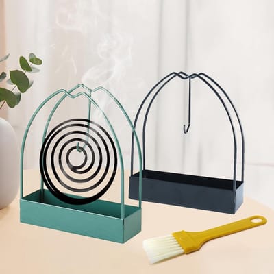 Houder voor Muggenspiralen 2 Stuks, Eenvoudige IJzeren Incense Burner voor Buiten en Tuin, Inclusief Schoonmaakborstel en Muggenschrik