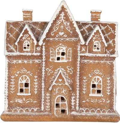 Clayre & Eef Gingerbread house met LED 21x8x20 cm Bruin Kunststof