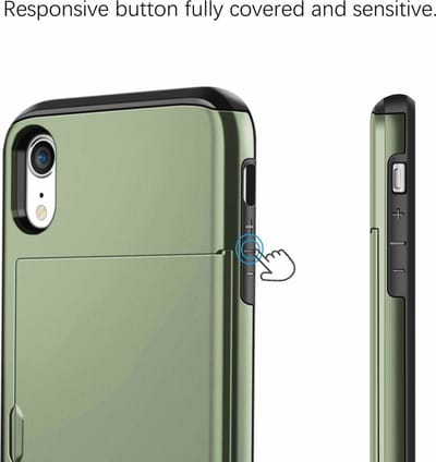 ShieldCase Kaarthouder case met slide geschikt voor Apple iPhone Xr - hoesje met ruimte voor pasjes - pasjeshouder - hardcase - groen