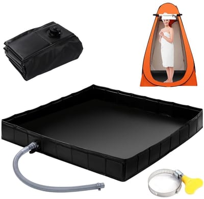 Dailygoods- Douchebak Opvouwbaar - Draagbare Douchebasis - Waterdicht - Afvoerbuis 100 cm - 104 x 104 x 13 cm - Geschikt voor Camping - Douchebakje