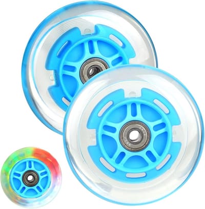 Stunt Scooter Wielen met LED Verlichting - 100 mm Vervangwielen met ABEC 9 Lagers, 88A Hardheid, Geschikt voor Alle Kick Scooters, Blauw