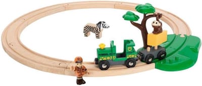 Houten Treinset met Safari Thema voor Uren Speelplezier