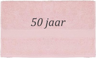 Handdoek - 50 jaar - 100x50cm - Roze