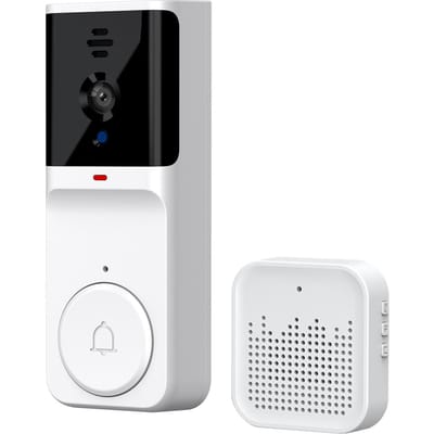Slimme deurbelcamera met Ring Chime Infrarood nachtzicht 2.4G WiFi draadloze videobelcamera wit
