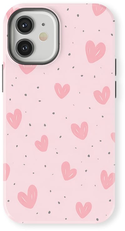 Tough Hoesje met Hartjes geschikt voor iPhone 12 Mini | Little Love Tough Case Geschikt voor Mag | Hartjes Print Backcover geschikt voor iPhone 12 Mini Pink Blush