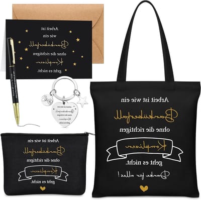 6-delige afscheidscadeaus voor collega's bij baanverandering - Make-up tas, sleutelhanger, balpen en bedankkaart voor kerst en pensioen