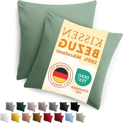 Blumtal set van 2 kussenslopen 40 x 40 - kussensloop, kussensloop van zachte, geborstelde microvezelstof, zomergroen