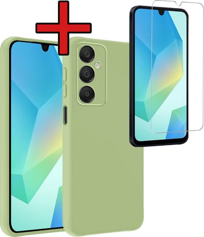 Hoesje - Met Screenprotector - Geschikt voor Samsung Galaxy A16 - Sterk & Shockproof - Telefoon Hoes - Back Cover - Siliconen Case - Telefoonhoes - Groen