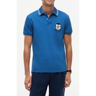 Tommy Hilfiger Pique Badge Regular Polo Blue Orbit Größe: S | Poloshirts Outlet | Herren | Blau