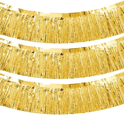 Dailygoods - 3 Packs Lametta Fransen Fringe Girlande Metallic Folie Fringe Krans Fringe Banners Voor Verjaardag Afstuderen Bruiloft Feest Deco (Goud)