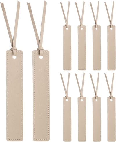 Boekenleggers, gepersonaliseerde handgemaakte bladwijzers met leren touw voor boekenliefhebbers, lezers en schrijvers, beige