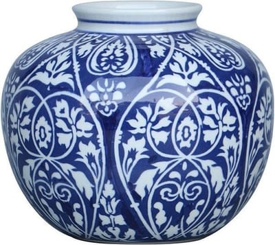 Fine Asianliving Chinese Vaas Blauw Wit Porselein D23xH20cm