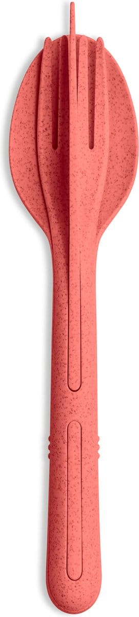 Reisbestek, Bestekset van 3 Stuks, Medium, Mes, Vork, Lepel, Natuur Koraal, Organic Bio-Circular - Koziol | Klikk