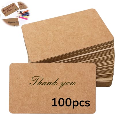 100 Stuks - bedankkaartje - dankkaart - kraft kaartje - bruin - 8.8*5.5cm - Blanco memokaartjes van kraftpapier - Memo-etiketten van kraftpapier - Plakbriefjes - Dubbelzijdig - Indexkaart van kraftpapier