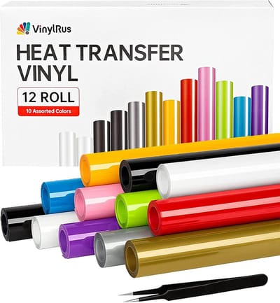 Hitteoverdracht Vinyl Bundel (12 Rollen) - 30cm x 1,5m Strijken op Vinyl voor Shirts en Textiel - Geschikt voor Cricut en Silhouette