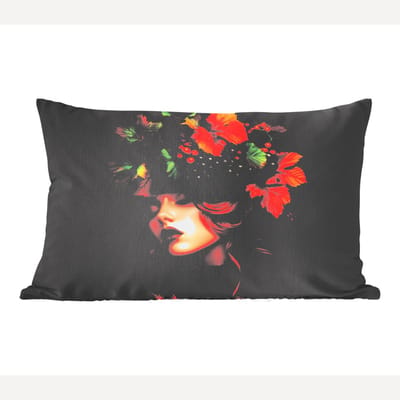 Sierkussens - Kussentjes Woonkamer - 60x40 cm - Vrouw - Rood - Groen - Druiven