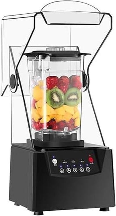 Stille Blender - Krachtige Mixer - Smoothies Maken - Geluidsarme Kap - 2 Liter Kan - Zwart