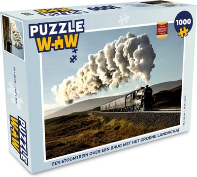 Puzzel Een stoomtrein over een brug met het groene landschap - Legpuzzel - Puzzel 1000 stukjes volwassenen