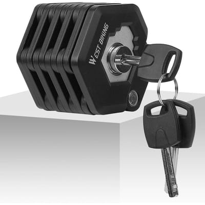 Verrou de Vélo Pliable West Biking avec 3 Clés Verrou Hamburg Alliage Antivol Solide Sécurisé Support de Verrou de Vélo Pliable noir