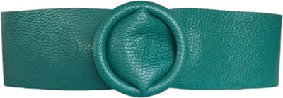 Smaragd Groene Brede Leren Riem Ronde Gesp - Taille Riem - Leer Leder - Brede Dames Riemen Ceinturen - Smaragd Groen