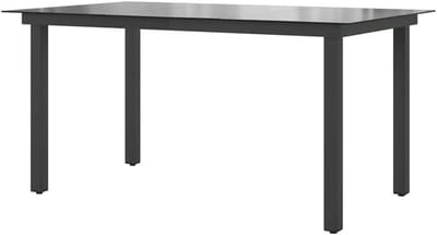 Tuintafel Glasplaat - Eettafel Buiten - Gezellig Dineren - Weerbestendig Aluminium - 150x90 cm - Zwart