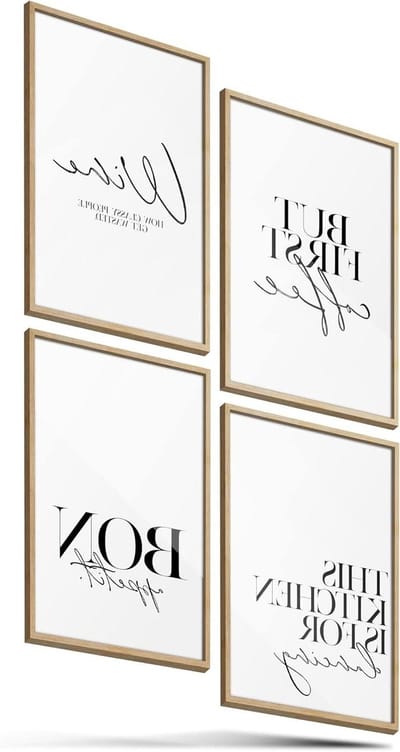 Posterset Keuken - Wanddecoratie Spreuken - Keuken Decoratie - Gemaakt in Duitsland - 4x A4 - Keukenset