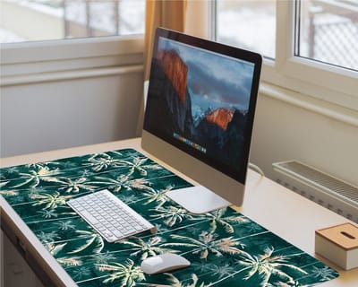 Coloray Bureau Onderlegger - Palmbomen Tropisch Patroon Computer Mat - 100 cm x 50 cm - Groente Bureau Onderlegger - Bureau Pad - Bureau Mat - Bureaumat - Onderlegger Bureau