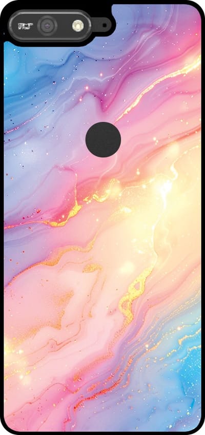 Smartphonica Telefoonhoesje Geschikt voor Huawei Y6 Prime (2018) met Regenboog Glitter Marmer Opdruk - TPU Backcover Case Rainbow Glitter Marble Design geschikt voor Huawei Y6 (2018)