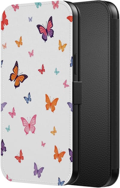 Smartphonica Telefoonhoesje Geschikt voor iPhone 6/6s Kunstleren Bookcase Hoesje met Magnetisch Lipje en Pasjeshouder met Vlinders Opdruk geschikt voor iPhone 6/6s