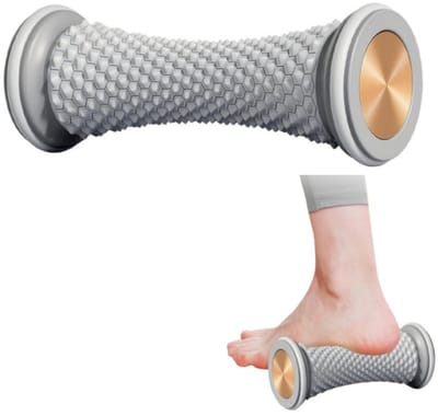 1 stuk - Siliconen voetmassageroller - Plantaire fasciitiswiel - Boogfasciitis-ontspanner - Voetmassageapparaat - Grijs - 16,5 * 6 * 6 cm - Voor verlichting van plantaire fasciitis, hielboogpijn en beenpijn en stress