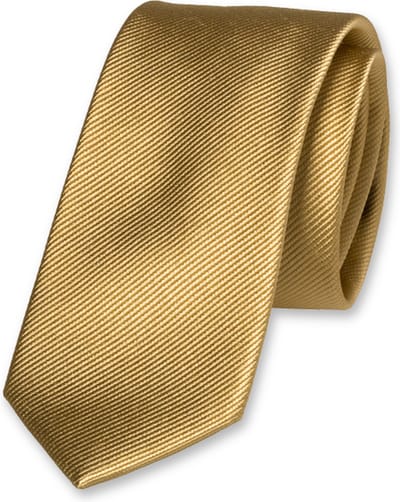 E.L. Cravatte Smalle Stropdas - Goud - 100% Zijde