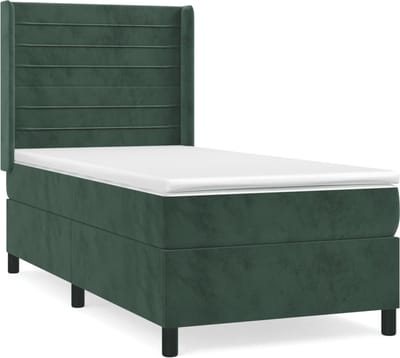 vidaXL - Boxspring - met - matras - fluweel - donkergroen - 90x200 - cm