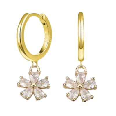 Oorringen -14K goud plating -zirkonia -bloem- Charme Bijoux