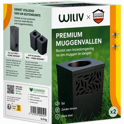 Home Defense Muggenvanger Buiten – Premium Muggenval tegen (Tijger)muggen – Alternatief voor Muggenlamp of Muggenstekker – Zonder Stroom – Set van 2