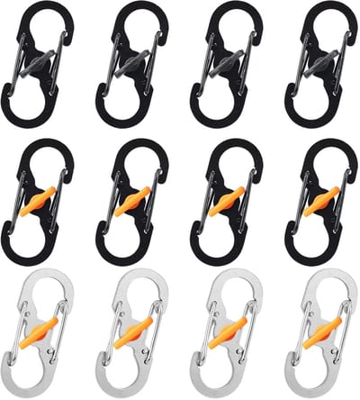 Dailygoods- Karabijnhaak - 12 Stuks - Mini - Diefstalbeveiligingsgesp - Rugzak - Roestvrij Staal - Compact Ontwerp - Haak