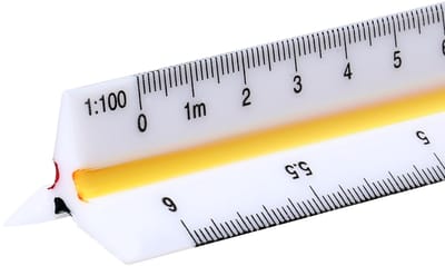 Driehoekige Schaal 32,5 cm – Architectenliniaal met 6 Metrische Schalen (1:100–1:500) – Kunststof Meetinstrument voor Tekenen & Ontwerp