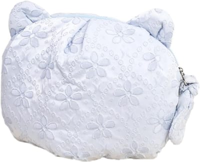 Kattenpatroon make-up tas voor vrouwen, mini draagbare opbergtas voor reizen en dagelijkse make-up essentials (blauw)