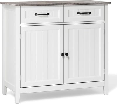 Buffetkast Keuken - Dressoir Kast - Opbergen Woonkamer - Afgeronde Hoeken - 90x40x82cm - Grijs