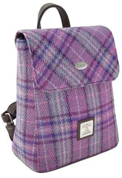 Rugzak Tummel Paars en mint Tartan - Mini - 26x21x12 - Harris Tweed - Glen Appin of Scotland